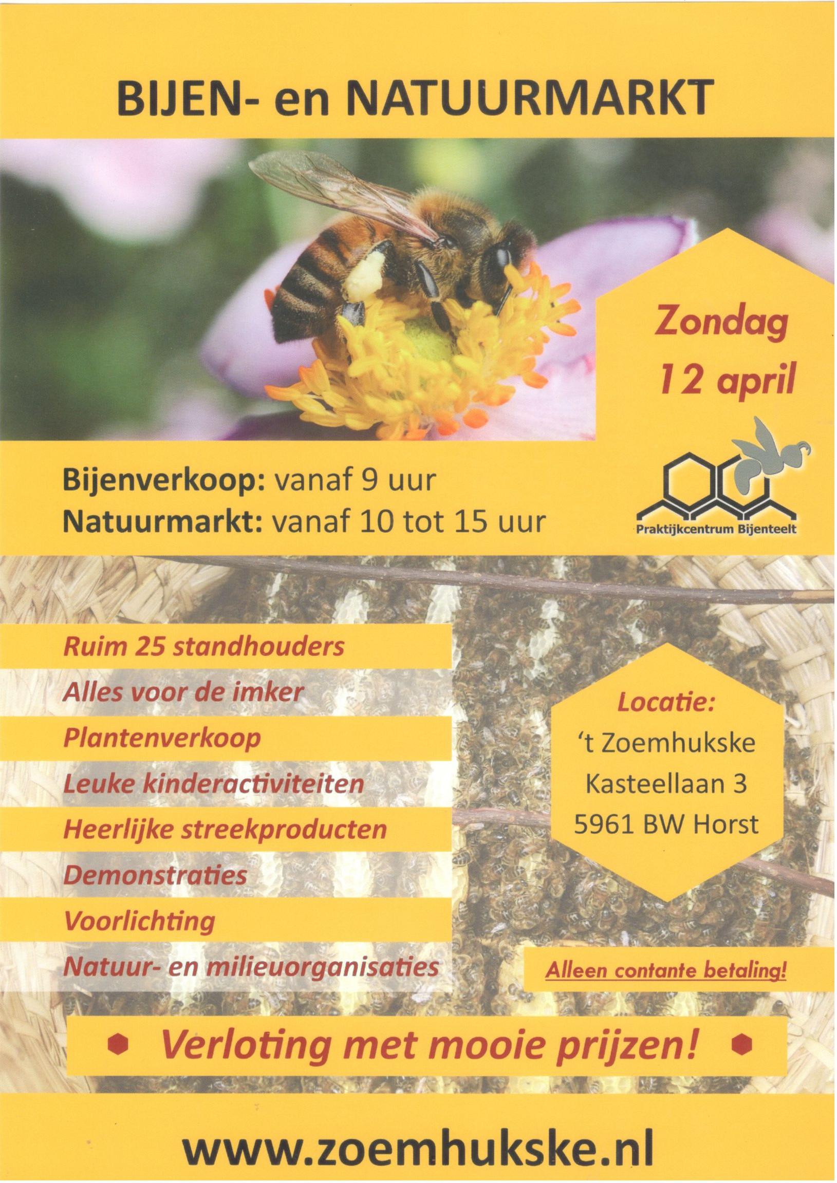 2026 Bijen- en Natuurmarkt 12 april van 10.00 tot 15.00 uur